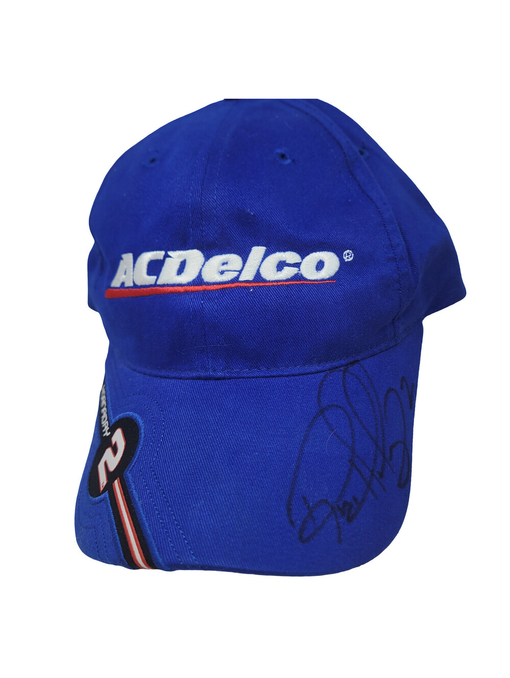 Vintage AC Delco Ron Hornaday 2 Signed Autographed Nascar Blue Hat